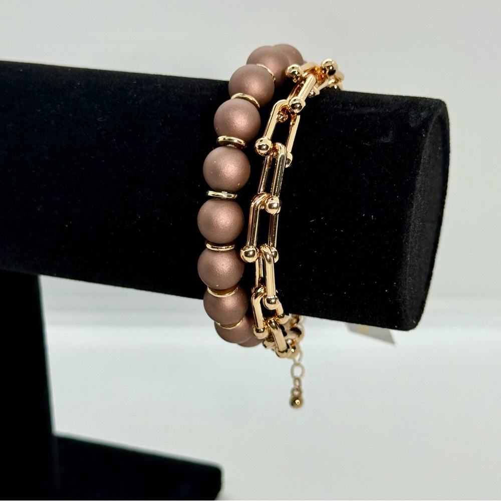 Periwinkle by Barlow Gold and Brown Bracelet Set‎ NWT